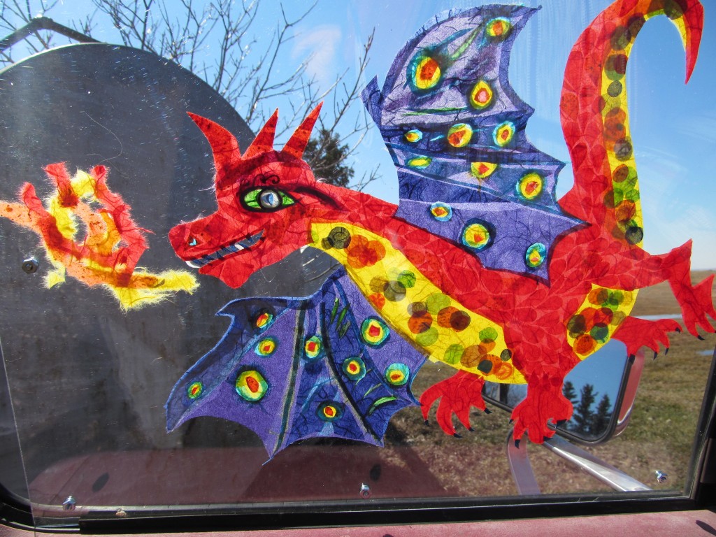LeeAnn's Dragon, Rice paper in Plexiglass 16" x 20"